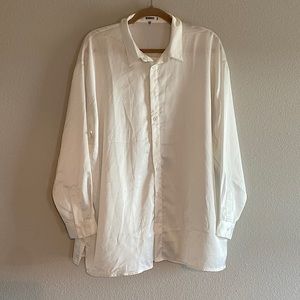 Missguided White Satin oversized Button Shirt